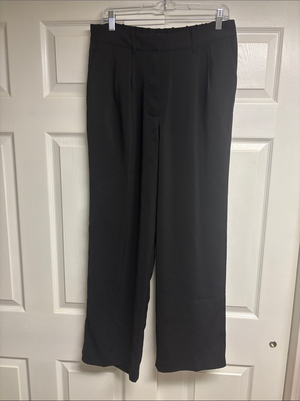 Quince Stretch Crepe Pleated Black Wide Leg Pant Size 12